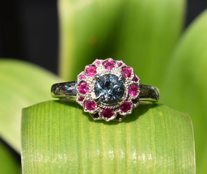 Custom 5mm Round Camellia Ring with Sidestones or Engraving